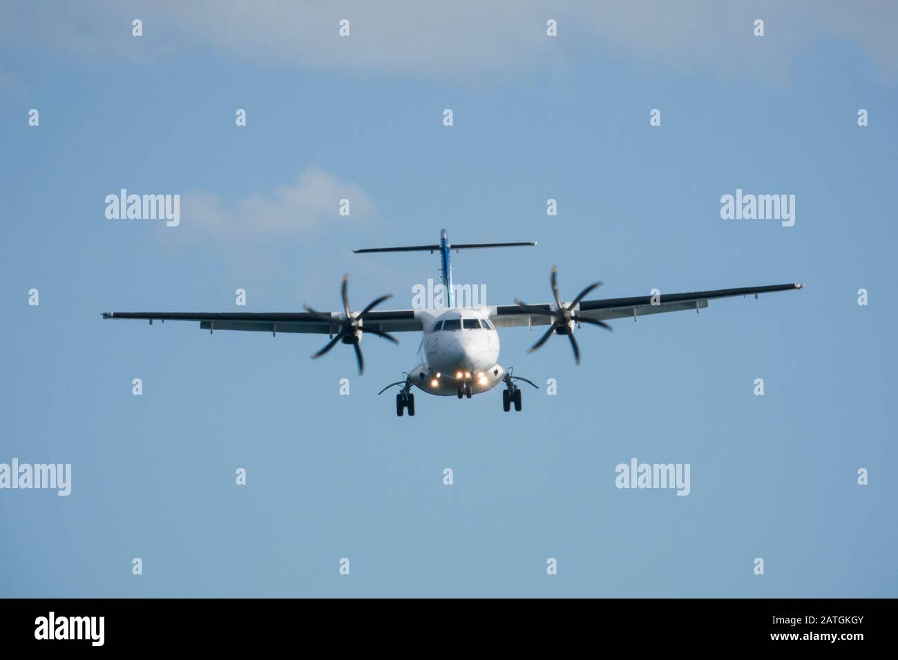 Air New Zealand turboprop plane landing at Wellington airport, New