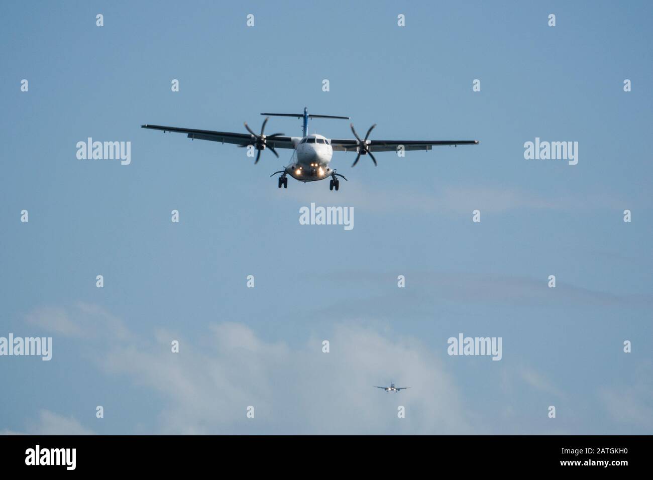 Air New Zealand turboprop plane landing at Wellington airport, New