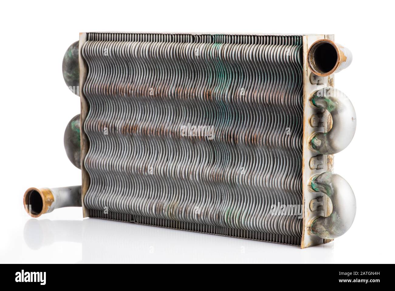 Old Heat Exchanger Isolated on White Background Stock Photo