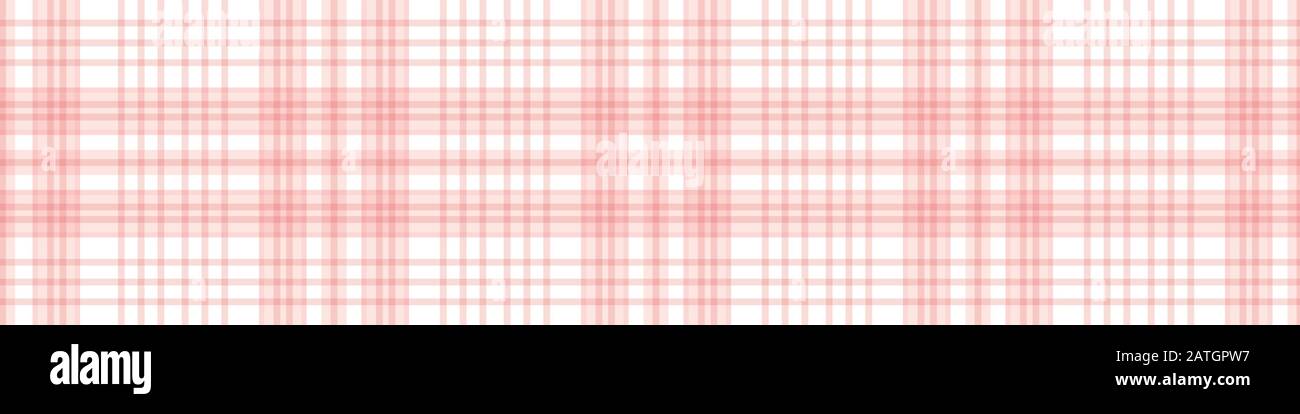 Checked pattern vector background in pink and white. Geometric plaid border seamless design. For Stock Vector