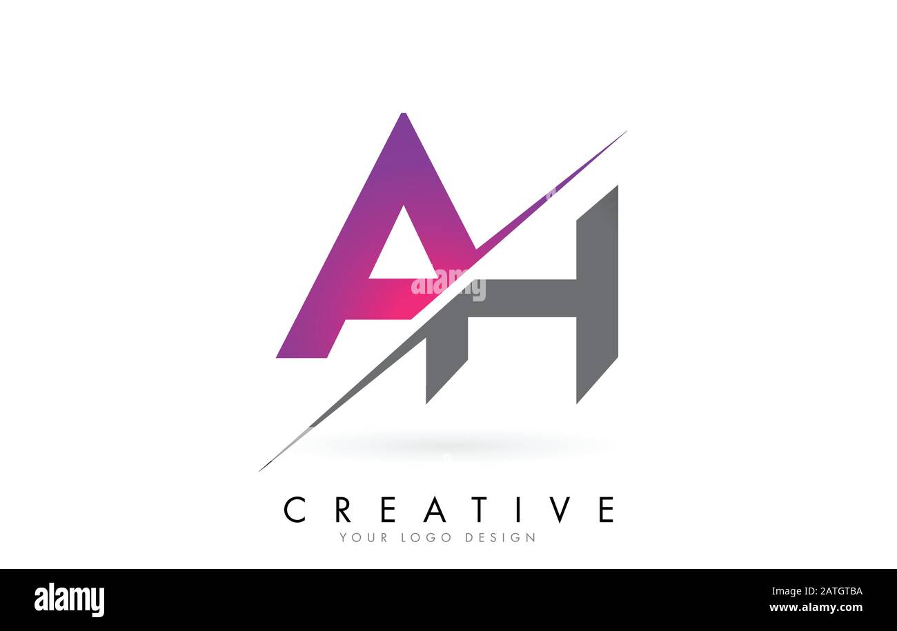 AH A H Letter Logo with Color block Design and Creative Cut. Creative ...