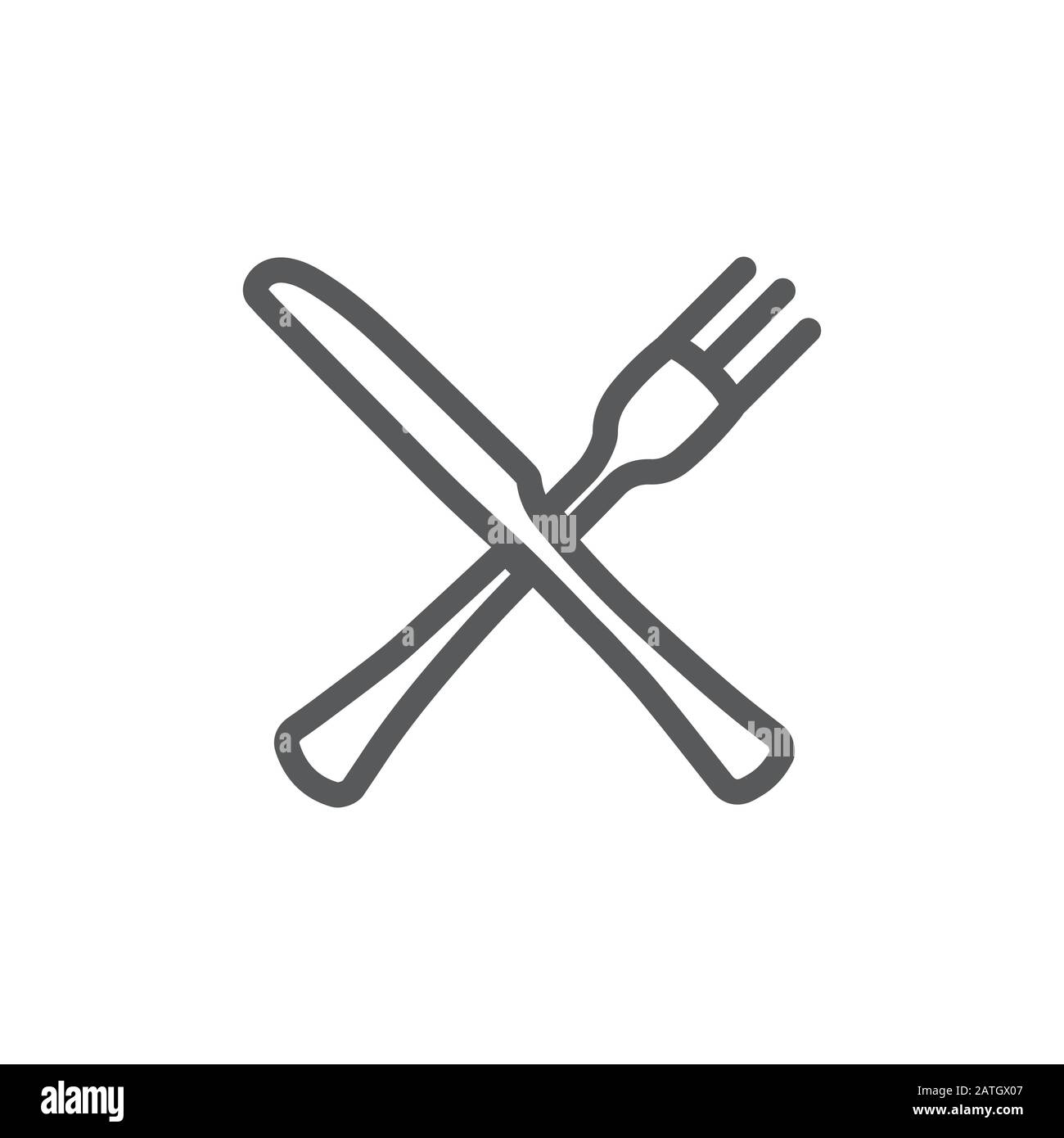 Fork and knife line icon on white background Stock Vector