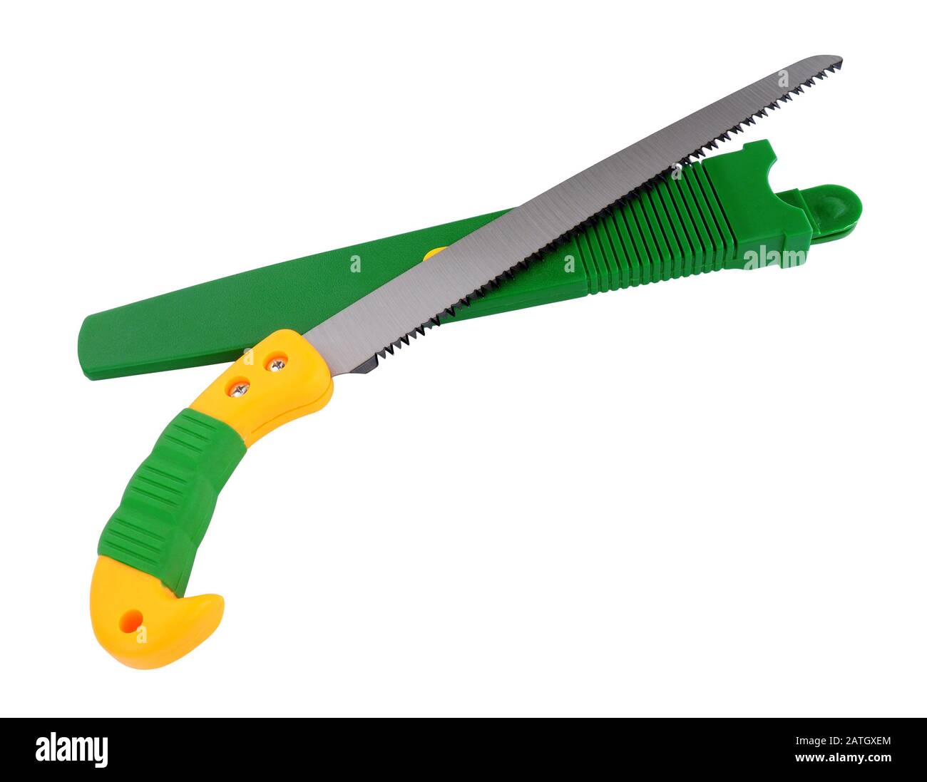 Pruning handsaw isolated on a white background Stock Photo