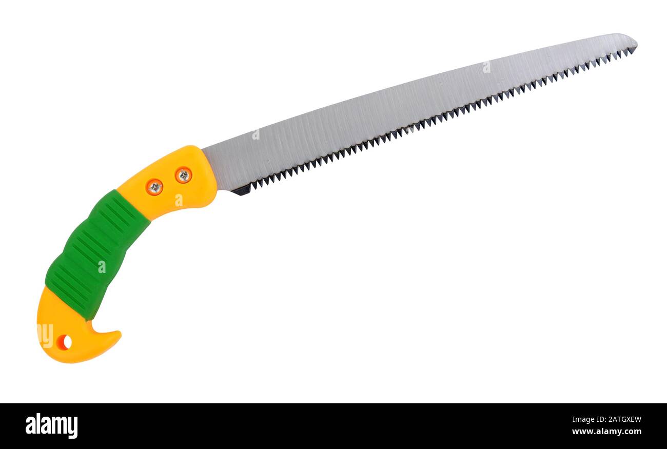 Pruning handsaw isolated on a white background Stock Photo