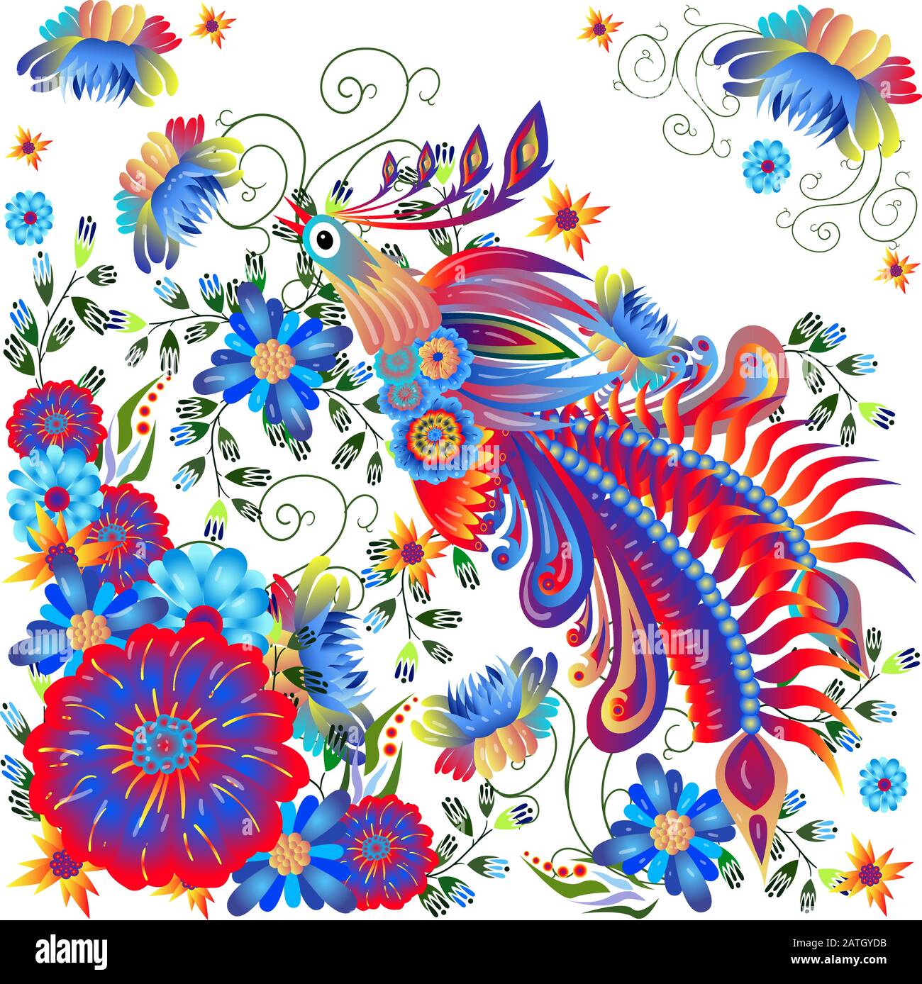 Floral ukrainian vector image. Flower in the style of Petrykivka painting. Isolated element for design Stock Vector