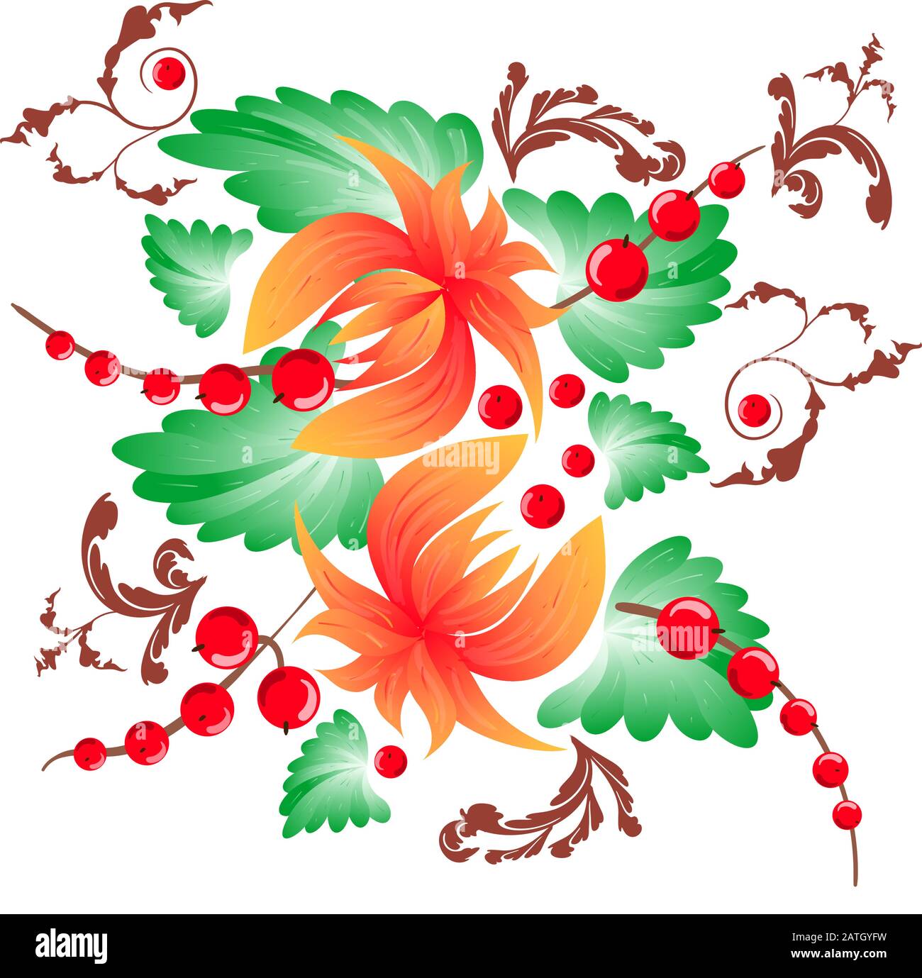 Floral ukrainian vector image. Flower in the style of Petrykivka painting. Isolated element for design Stock Vector