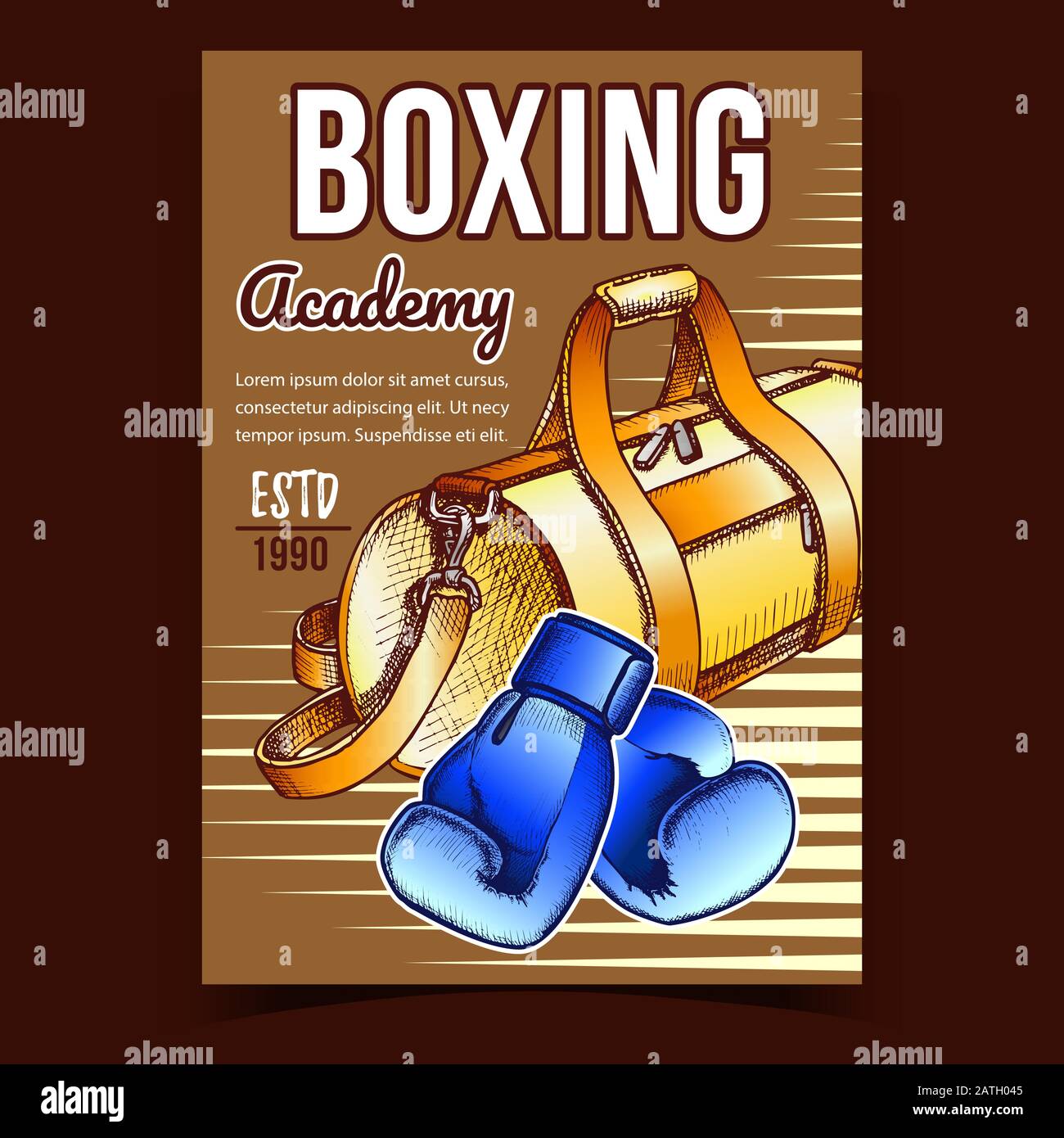 Boxing Sport Academy Advertising Banner Vector Stock Vector Art