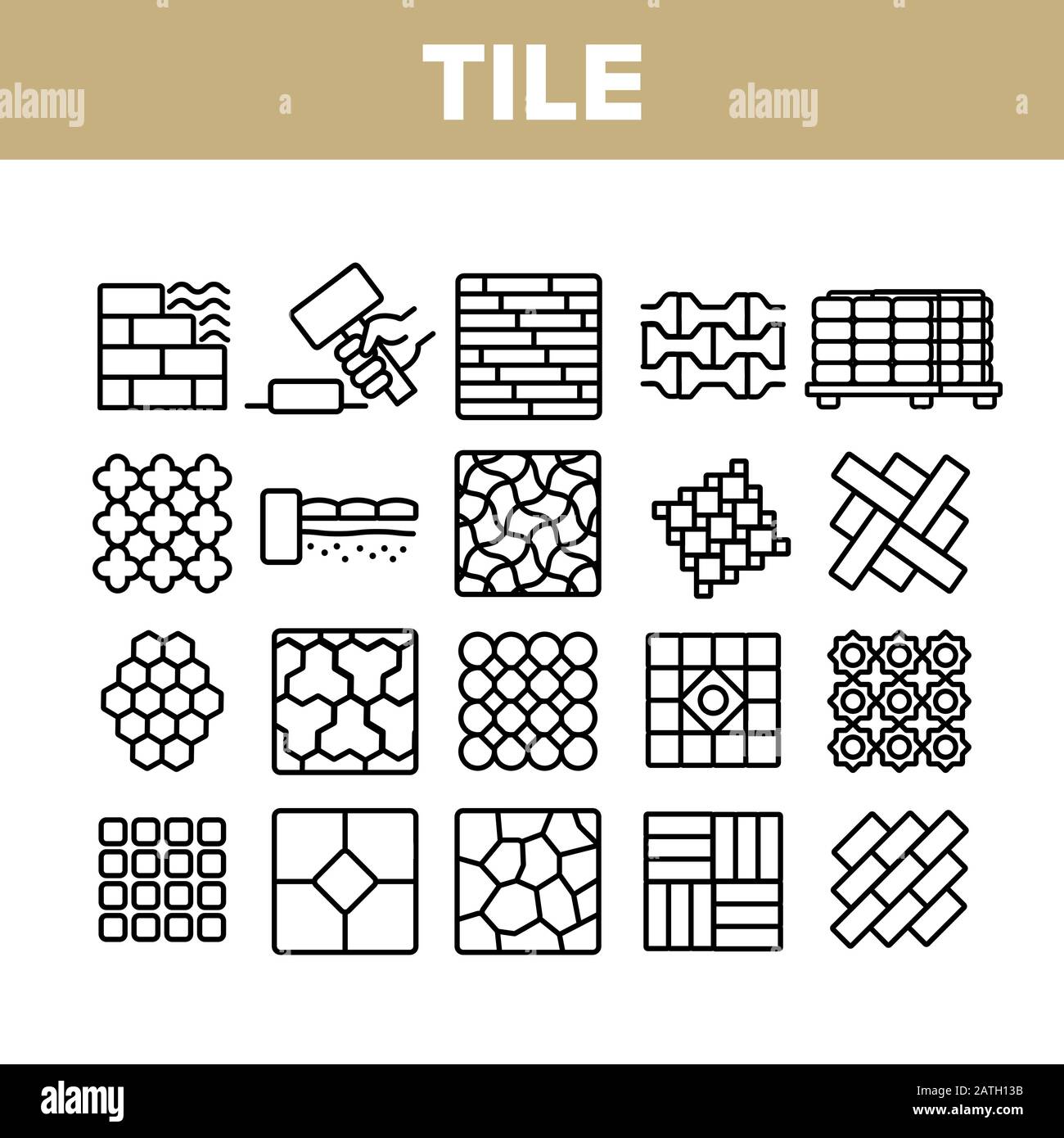 Tile Floor Material Collection Icons Set Vector Stock Vector Image ...