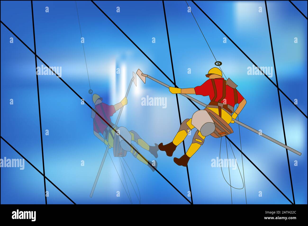 Window washer washes windows Stock Vector Images - Alamy