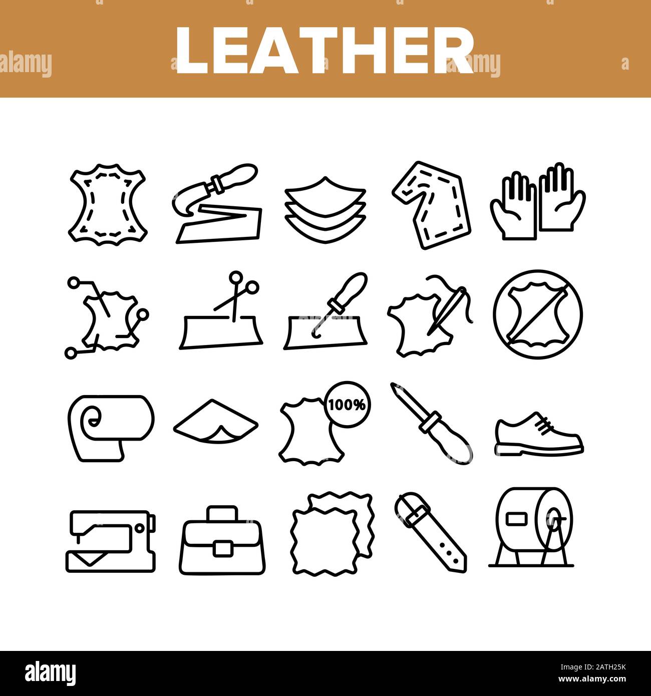 Leather Cloth Material Collection Icons Set Vector Stock Vector Image ...