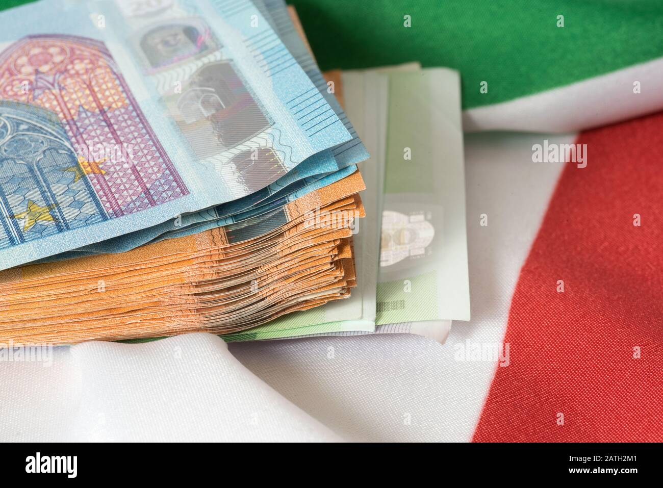 Flag of Italy and euro money Stock Photo