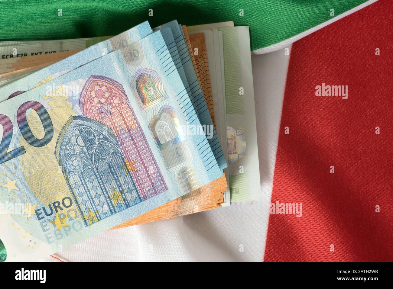 Flag of Italy and euro money Stock Photo