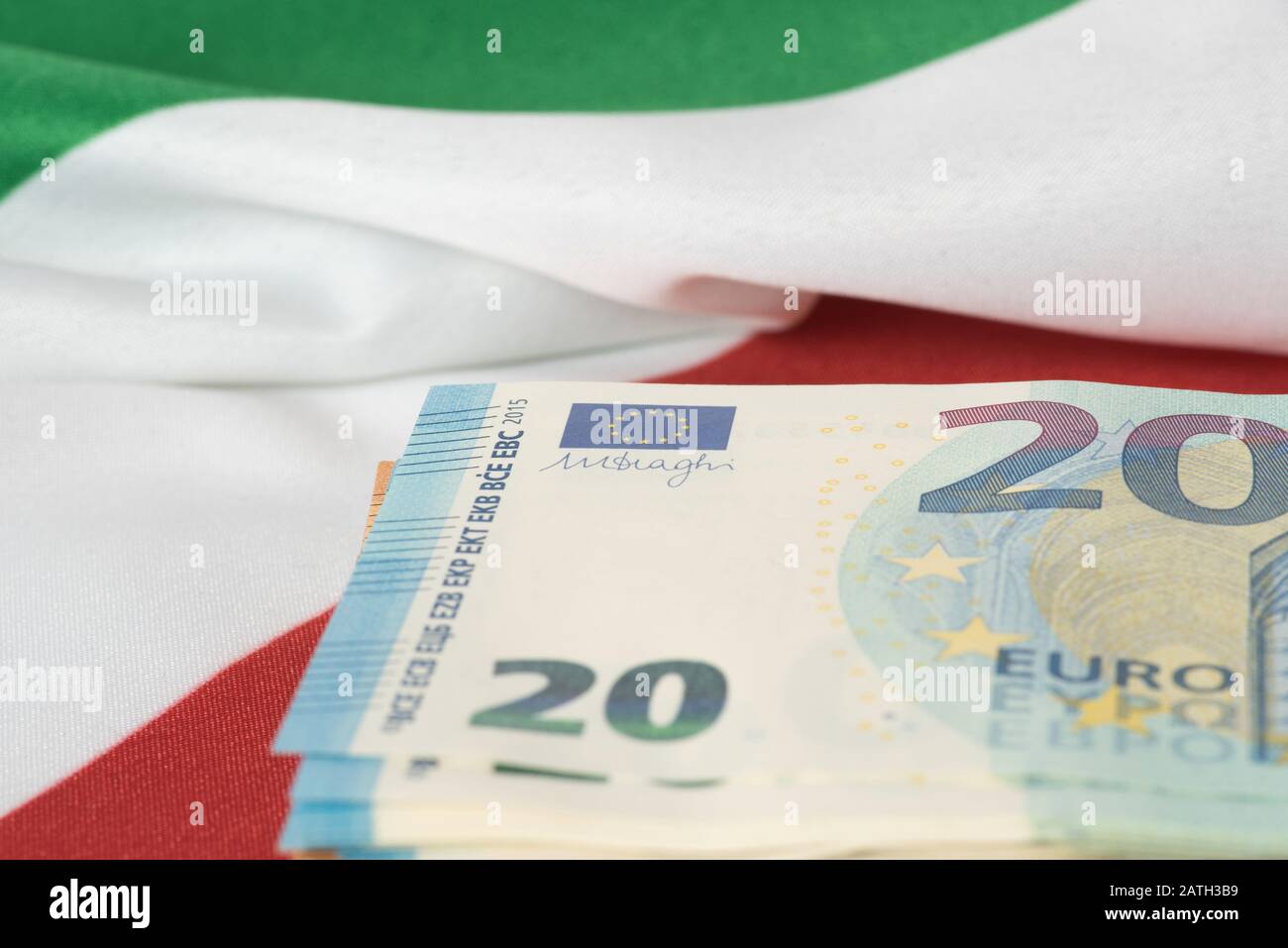 Flag of Italy and euro money Stock Photo
