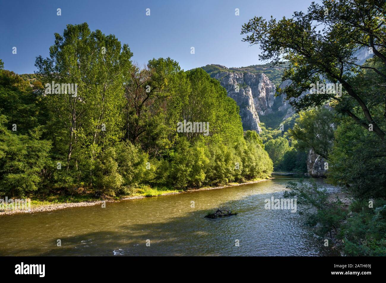 Iskar River in Iskar Gorge, Balkan Mountains (Stara Planina), at Cherepish Monastery, Bulgaria Stock Photo