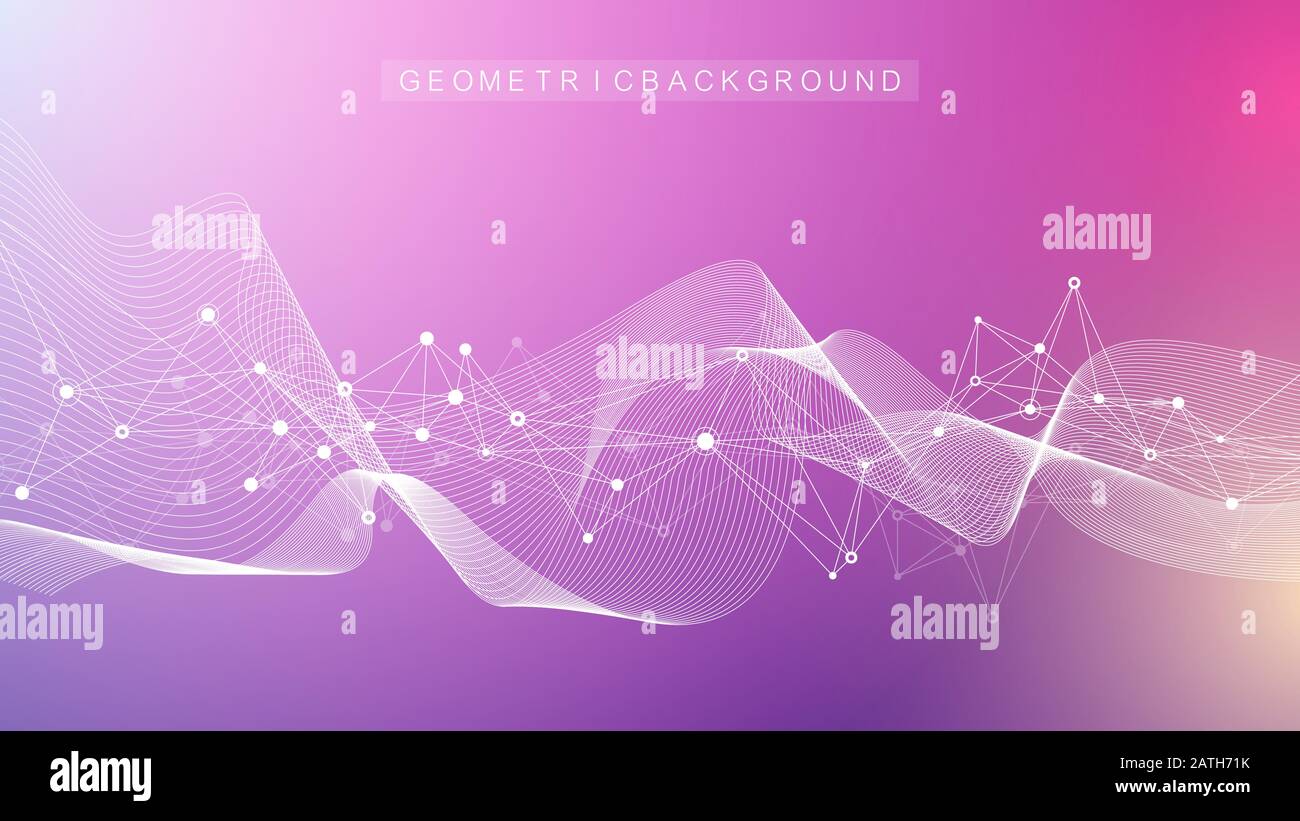 Abstract plexus background with connected lines and dots. Molecule and communication background. Graphic background for your design. Lines plexus big Stock Vector