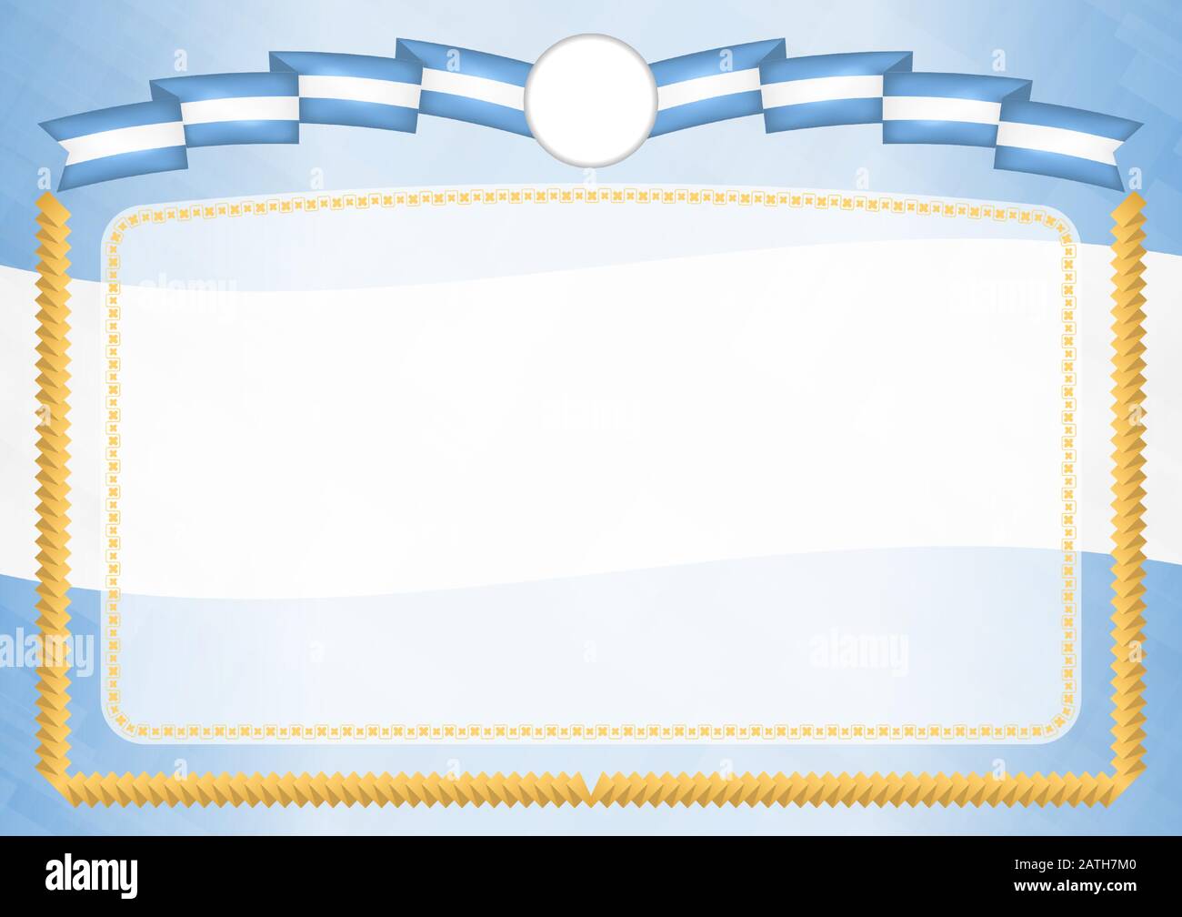 Border made with Argentina national flag. Brush stroke frame. Template