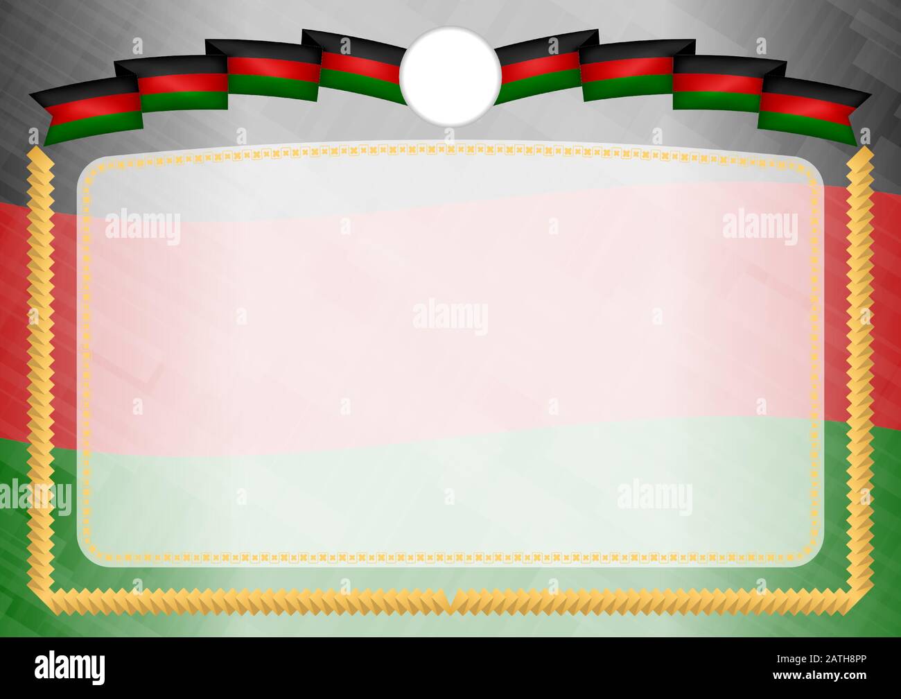 Border made with Kenya national flag. Brush stroke frame. Template
