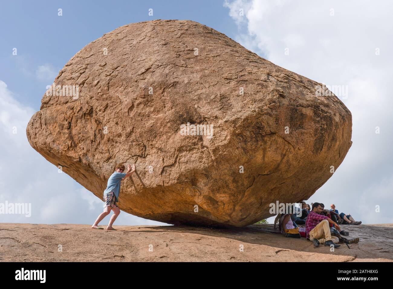 Krishna's Butter Ball in Mamallapuram near Chenai. From a series of travel photos in South India. Photo date: Tuesday, January 7, 2020. Photo: Roger G Stock Photo