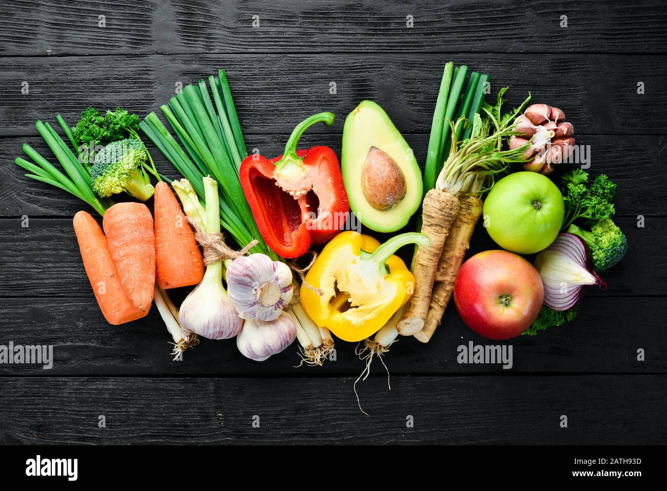 Fresh vegetables. Avocado, cucumber, onion, garlic, tomatoes, carrots