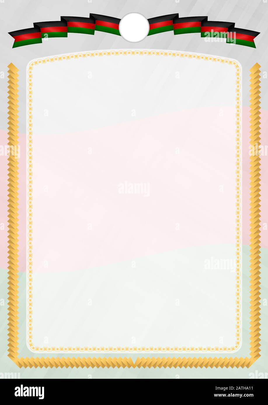 Border made with Kenya national flag. Brush stroke frame. Template