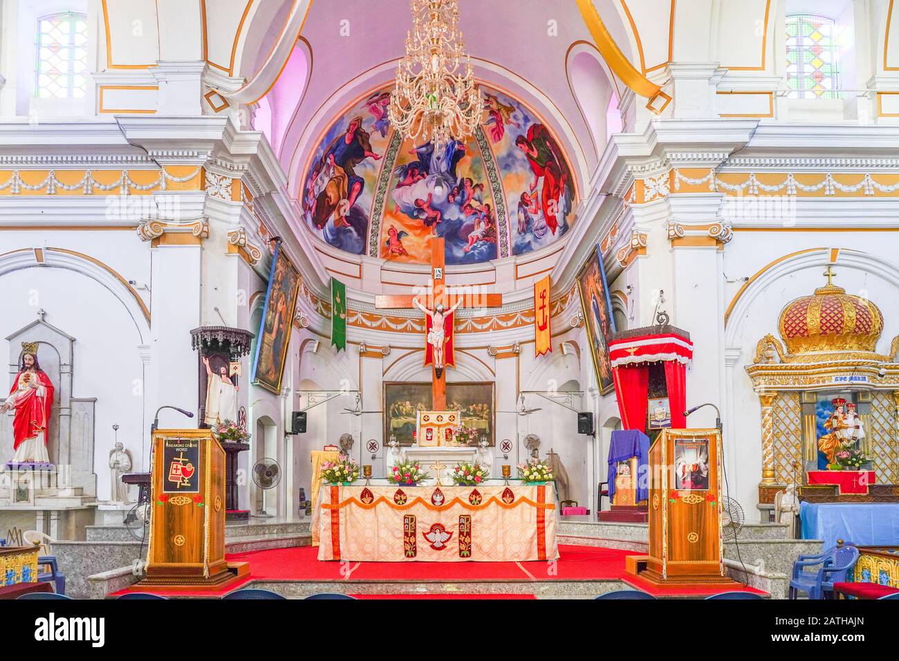 Views inside the Immaculate Conception cathedral in Pondicherry. From a series of travel photos in South India. Photo date: Wednesday, January 8, 2020 Stock Photo