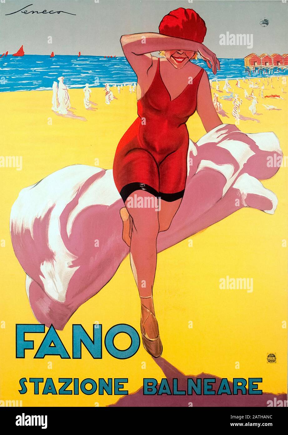 Italy Veneto - Treviso -national Museum of Salce Collection, Federico  Seneca, advertising poster, "Fano seaside resort", 1923, paper /  chromolithography, 140 x 100 cm Stock Photo - Alamy