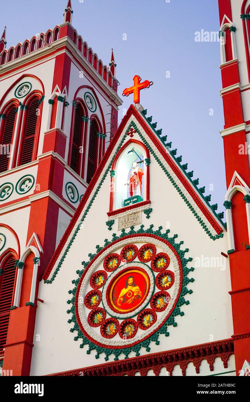 The Sacred Heart Cathedral in Pondicherry. From a series of travel photos in South India. Photo date: Wednesday, January 8, 2020. Photo: Roger Garfiel Stock Photo