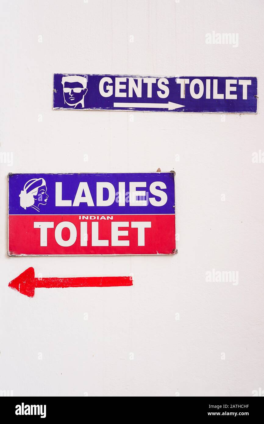 Signs for toilets in Tamil Nadu. From a series of travel photos in