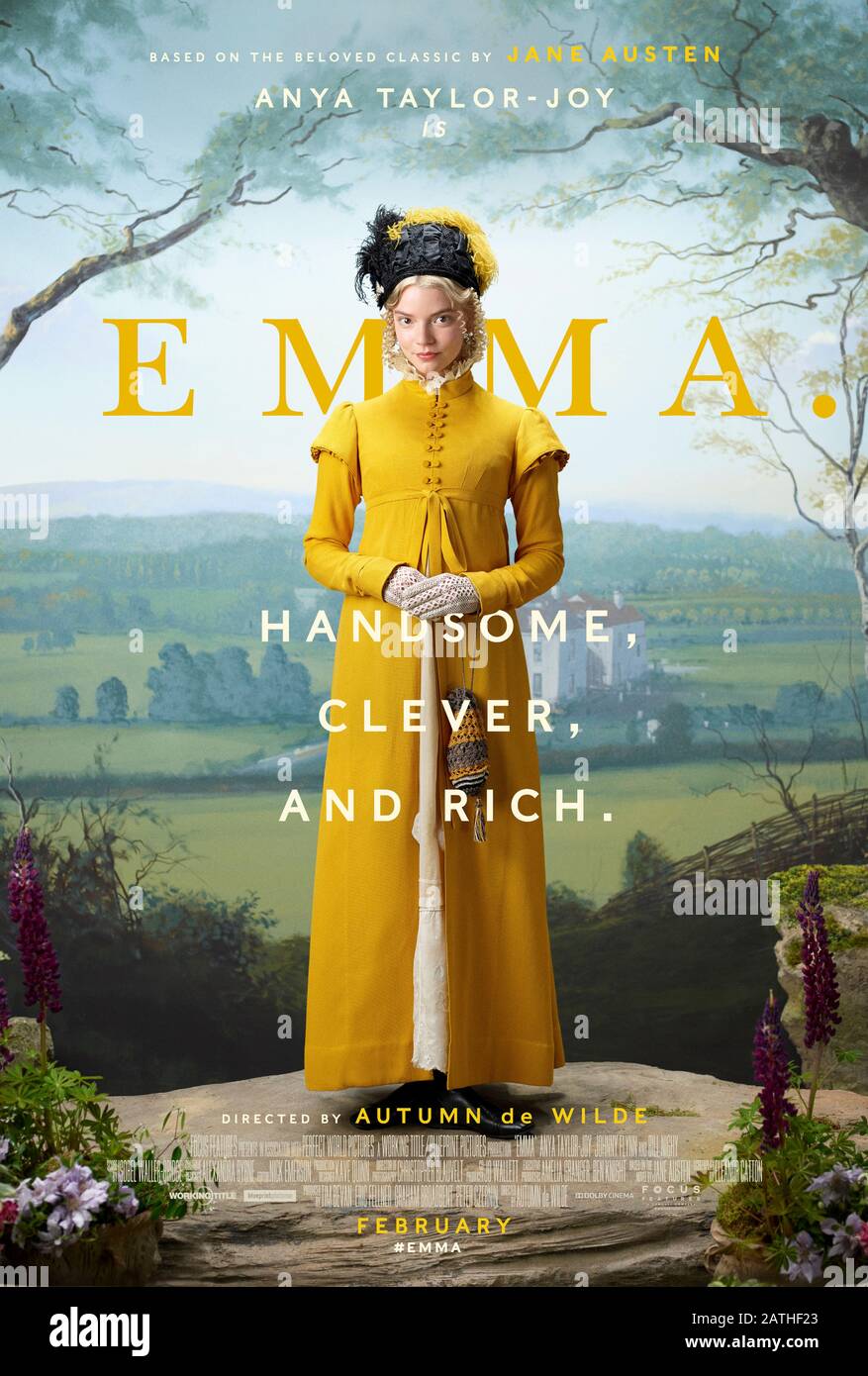 Emma. (2020) directed by Autumn de Wilde and starring Tanya Reynolds, Anya Taylor-Joy and Gemma Whelan. A reimagining of Jane Austen's classic comedy about the search for romance. Stock Photo