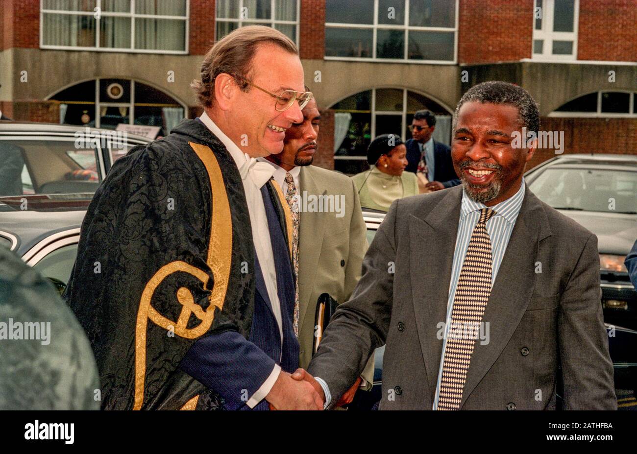 Thabo Mbeki, Vice-President of the Republic of South Africa, visiting the University of Sussex, in Brighton, where he studied in the early 1960's while exiled from South Africa. Stock Photo