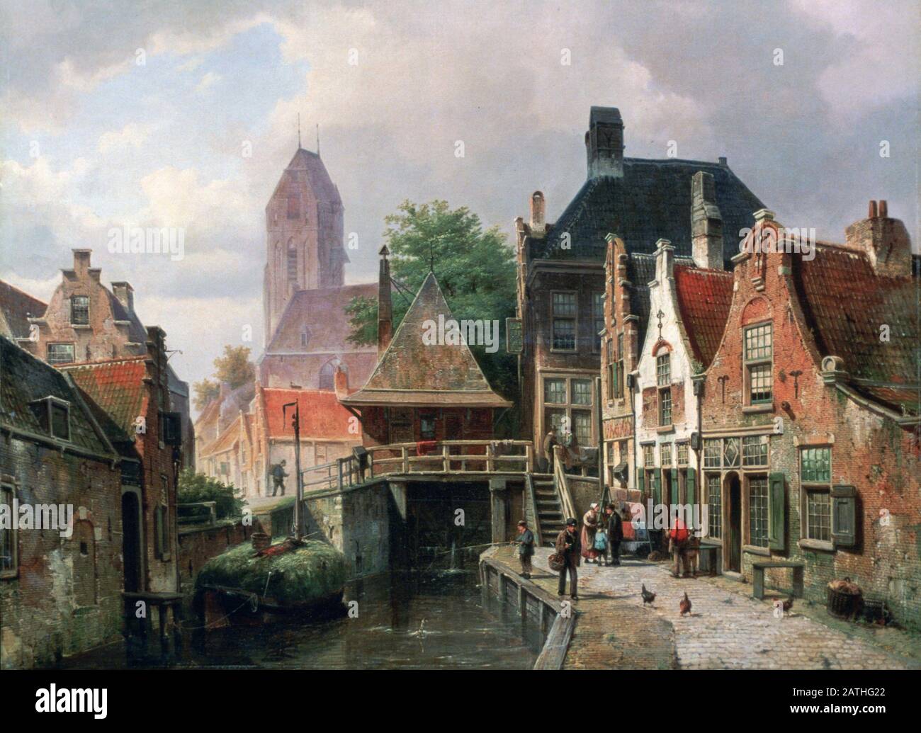 Willem Koekkoek Dutch school View of Oudewater c.1867 Oil on canvas (64.8 x 84.4 cm) London, National Gallery Stock Photo