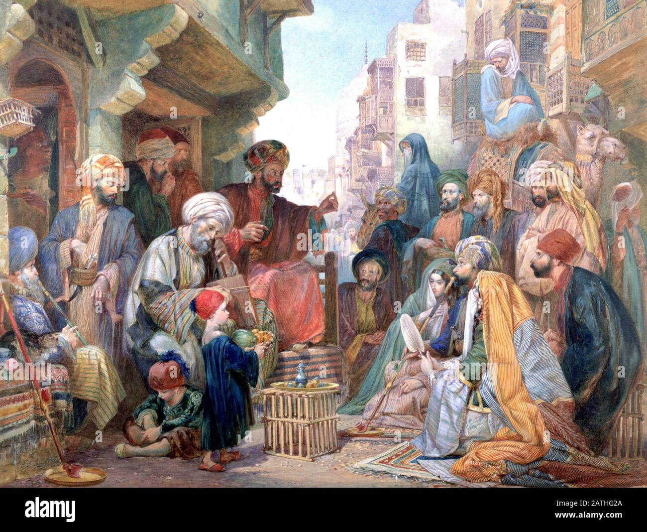Charles Cattermole Scene in a Cairo Bazaar, Egypt', 19th Century.  Watercolour, 1856 Located in the collection at, Victoria and Albert Museum, London.  This watercolour was long mistakenly believed to be by John Frederick Lewis. Stock Photo