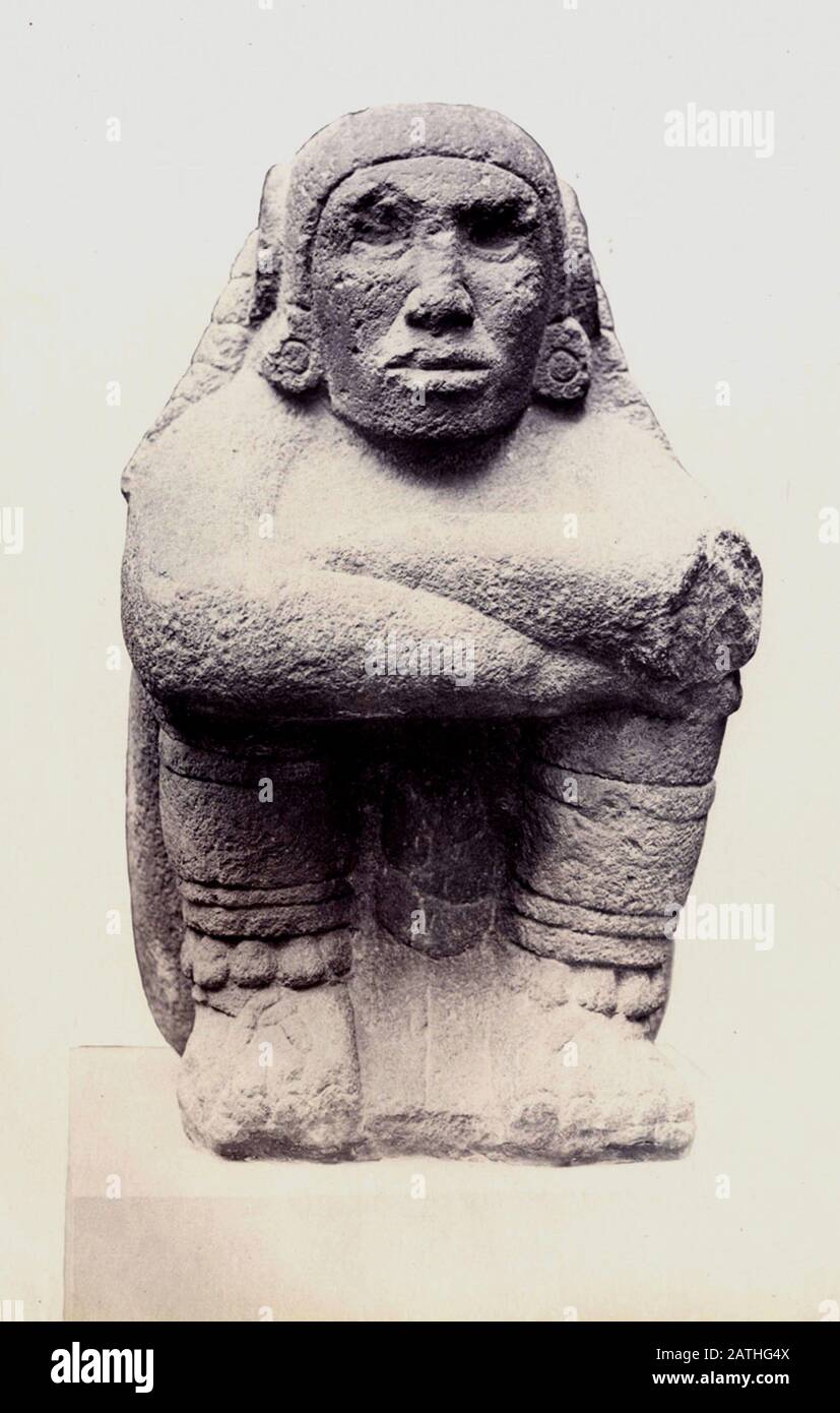 Stone seated figure of Xochipilli, the aztec god of music and dance AD 1325 - 1521, Mexico Photographed by Stephen Thompson Photographs of the collections of the British Museum Stock Photo