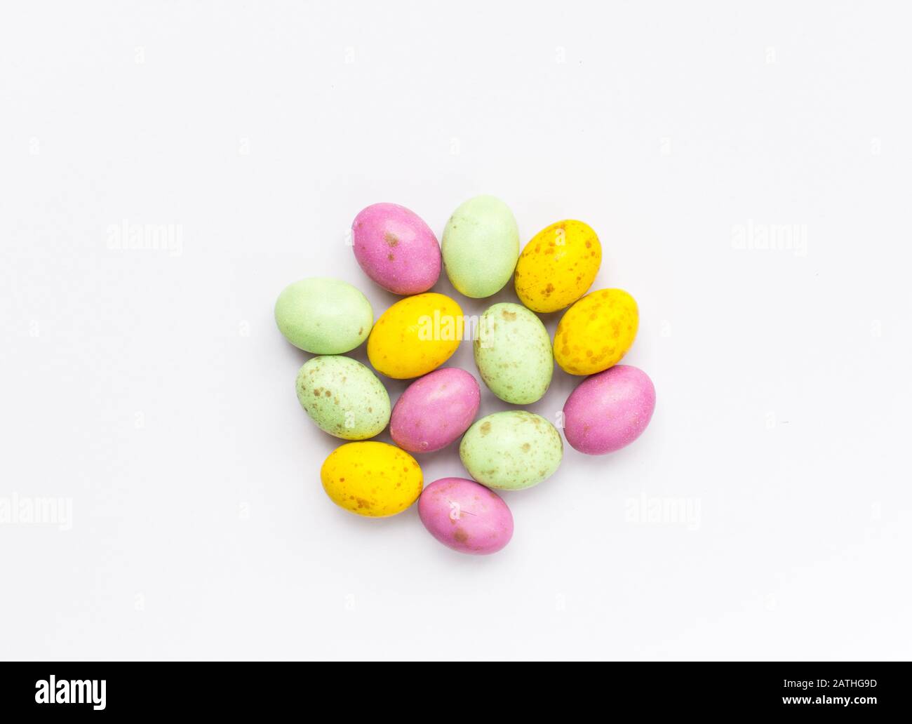 Easter Eggs flat lay view Stock Photo