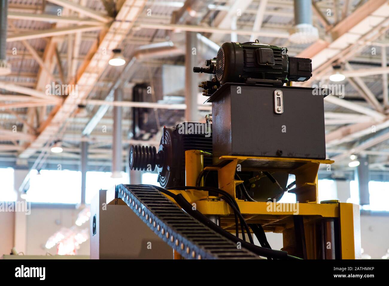 Large industrial woodworking machine close Stock Photo Alamy
