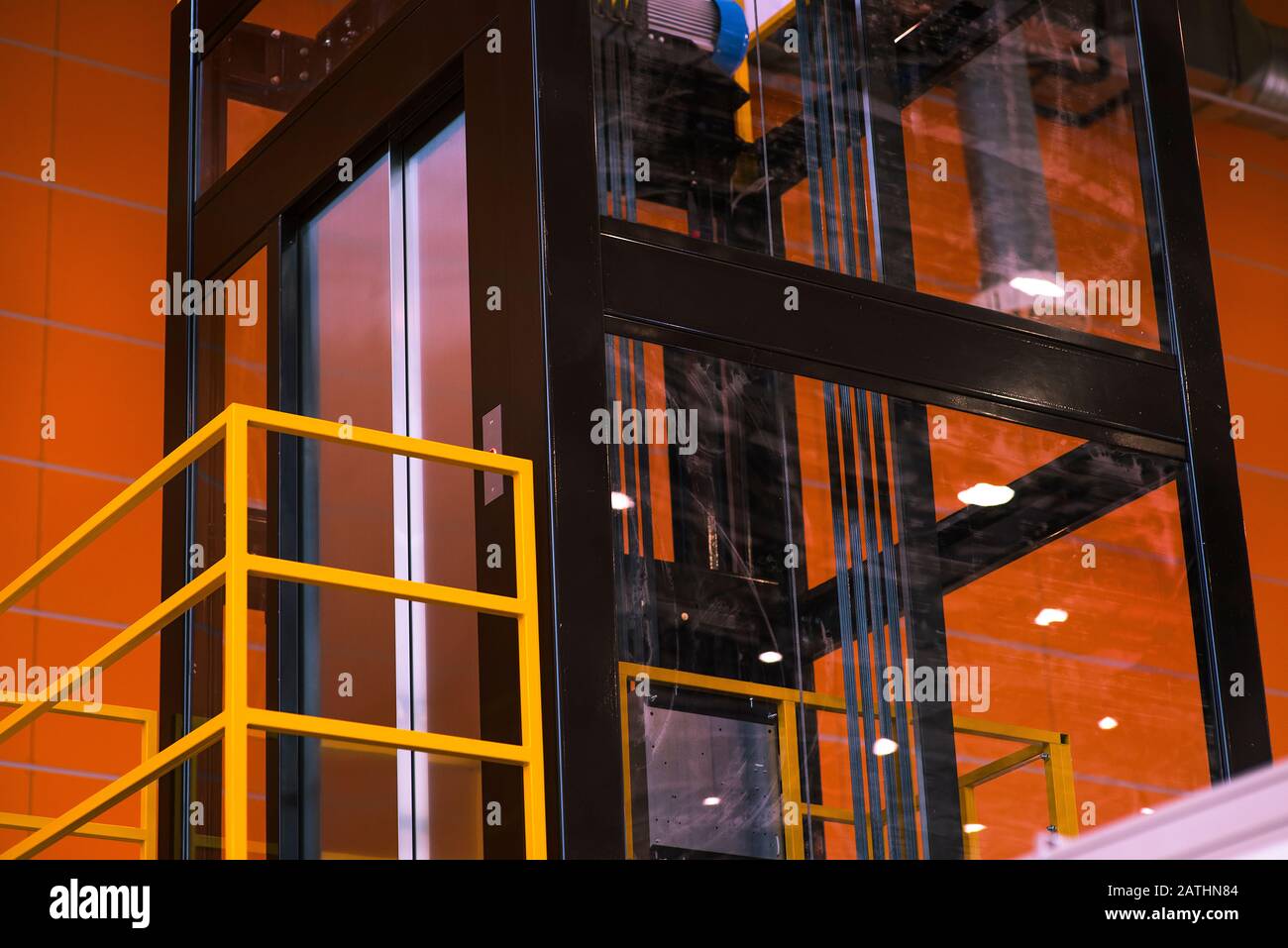 Elevator door drive, Installation of a new elevator Stock Photo Alamy