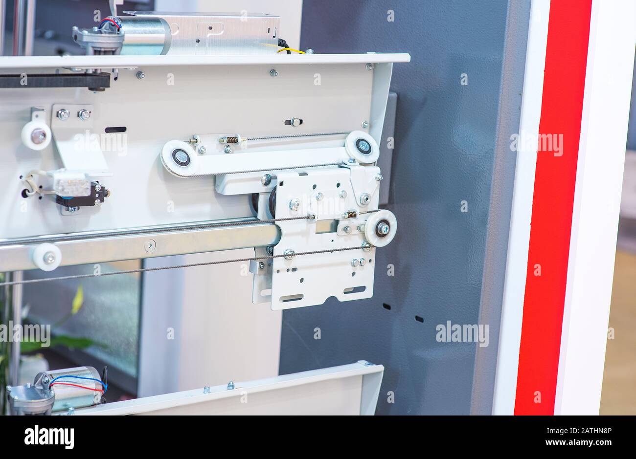 Elevator door drive, Installation of a new elevator Stock Photo Alamy