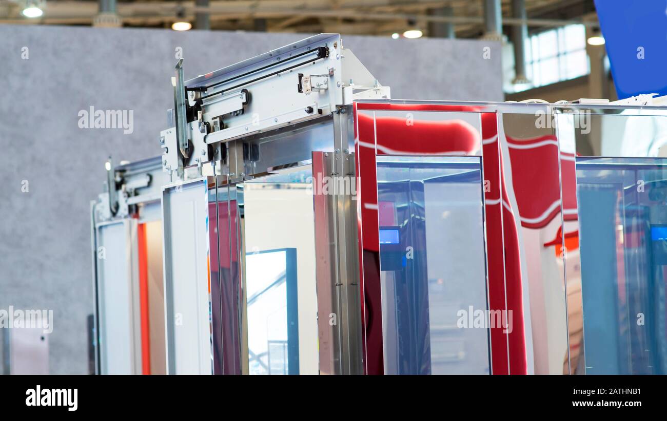 Elevator door drive, Installation of a new elevator Stock Photo Alamy