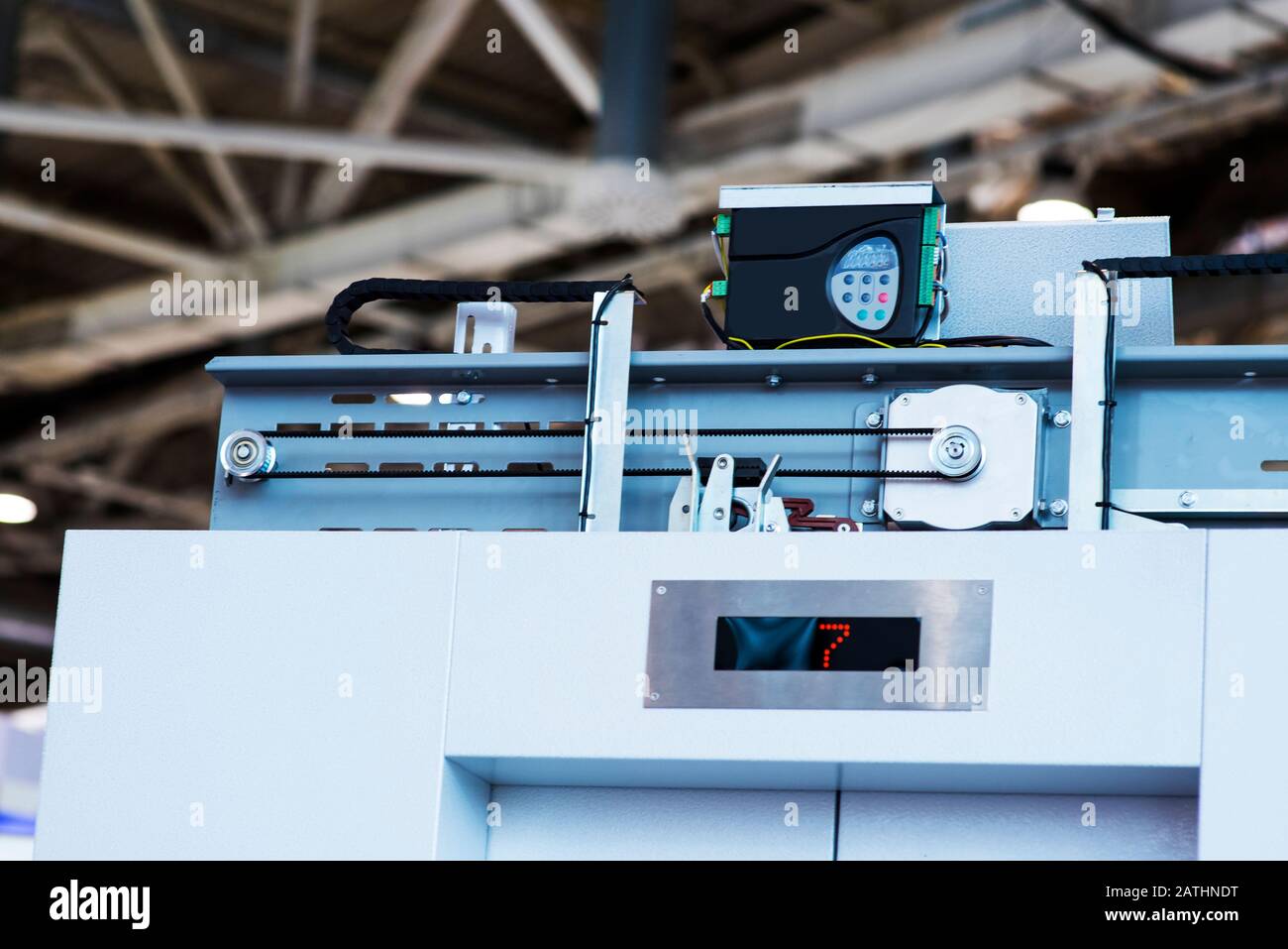 Elevator door drive, Installation of a new elevator Stock Photo Alamy