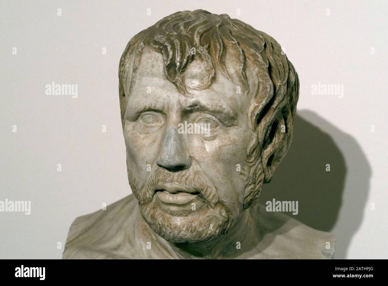 Seneca old roman marble statue detail Stock Photo Alamy