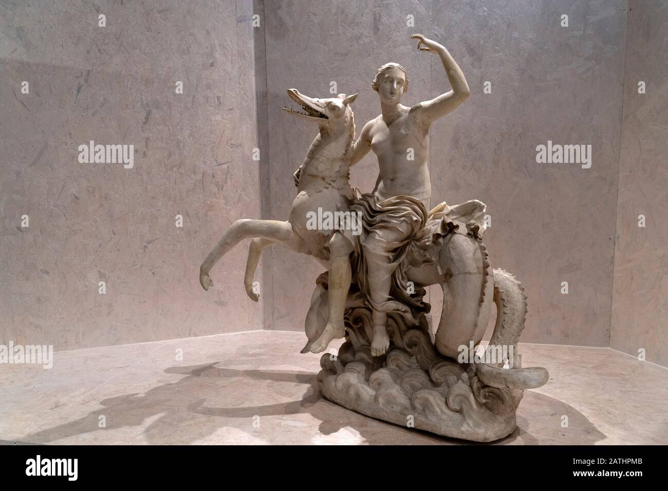 sea horse old roman marble statue detail Stock Photo - Alamy