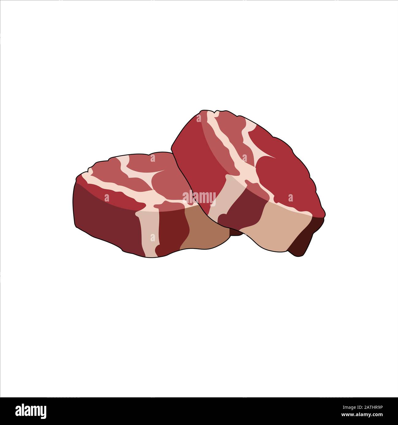 Beef meat steak, raw loin cuts. Red meat slices. Vector graphic illustration meat Stock Vector