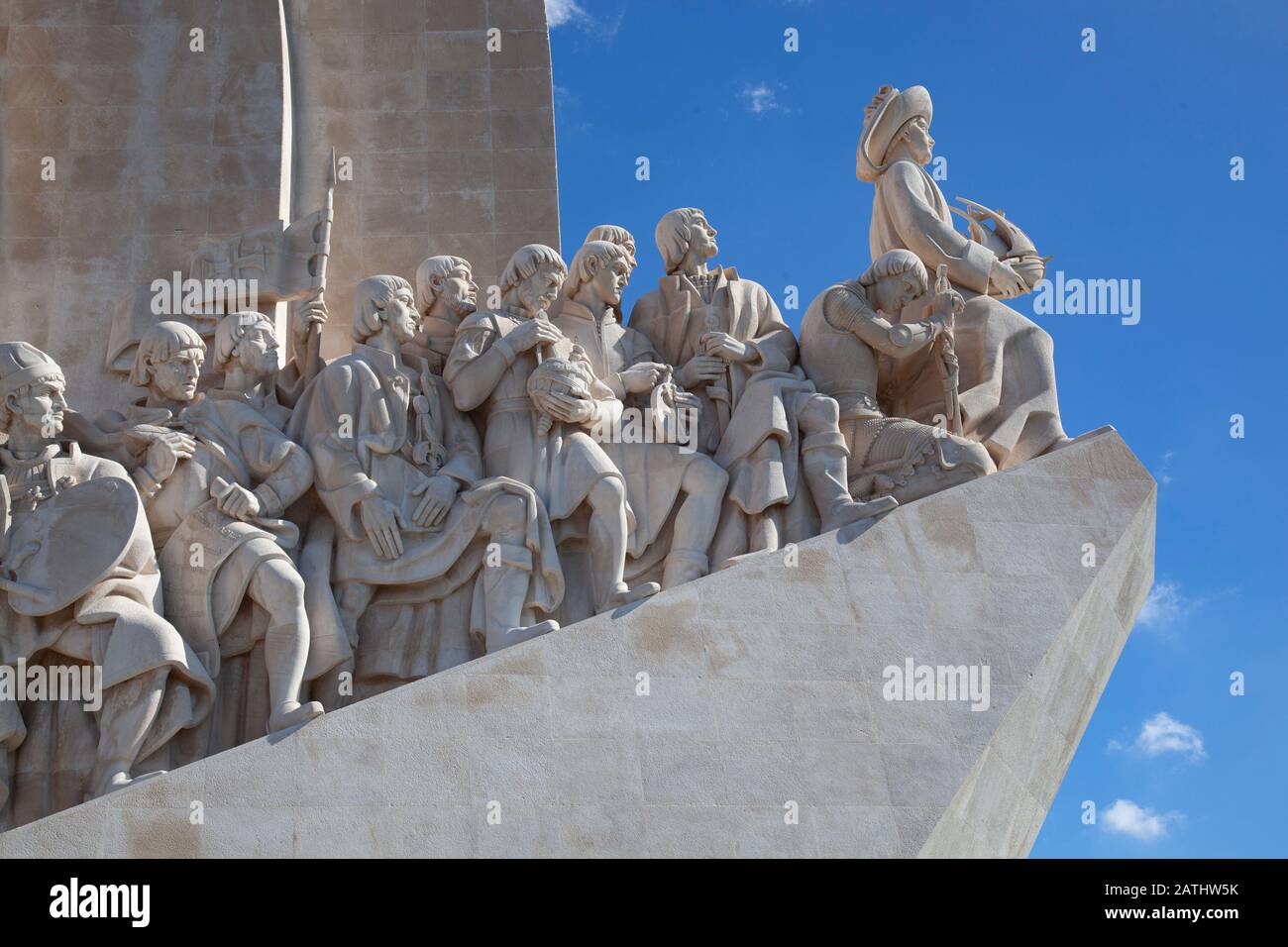 Western profile of the Padrao dos Descobrimentos, or Monument of the Discoveries, in Belem, Lisbon, Portugal Stock Photo