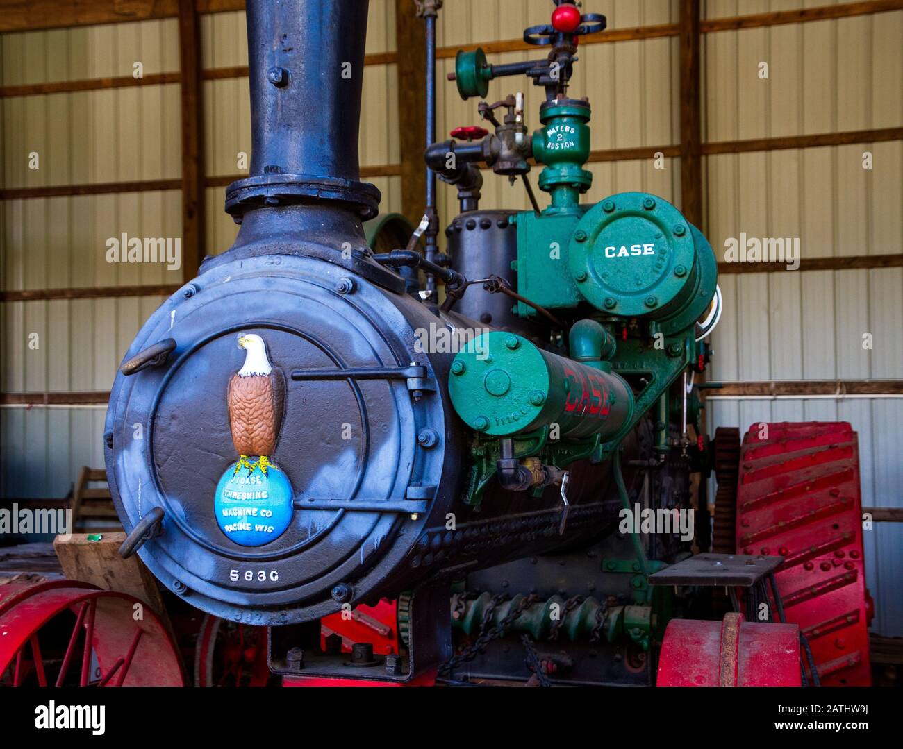 Red Black and Green Steam Engine Stock Photo Alamy