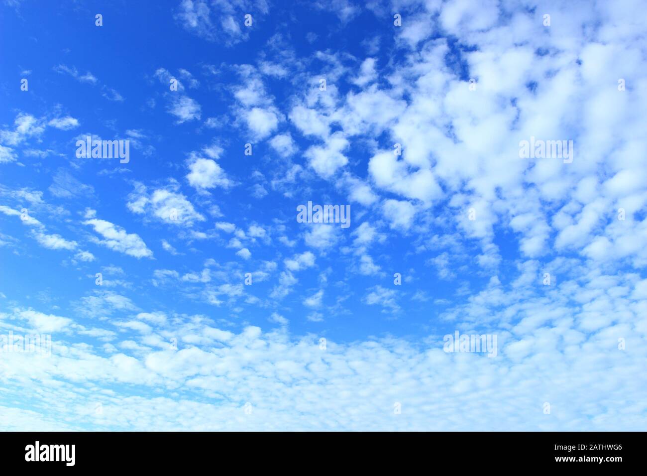 Blue sky with nice weather clouds Stock Photo