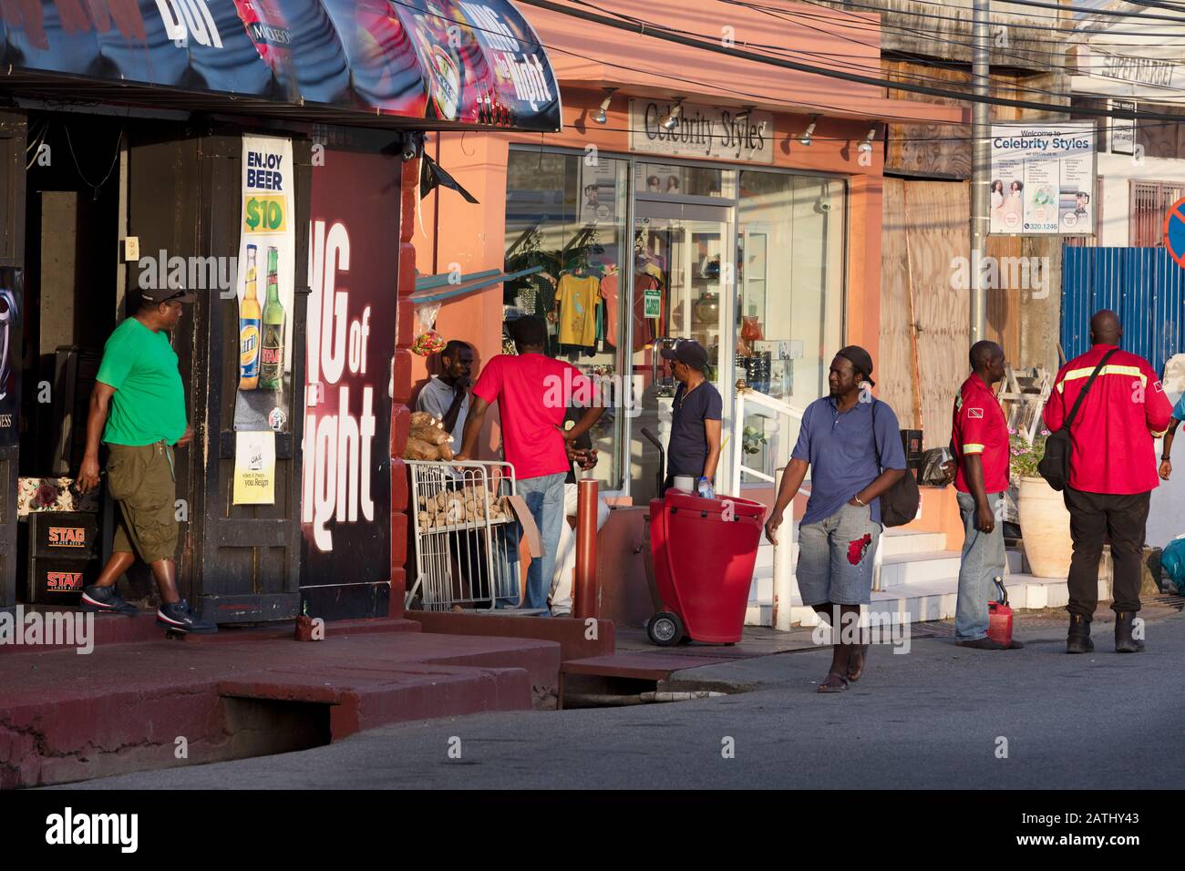 Street Scene, Scarborough, Tobago, Trinidad & Tobago Stock Photo