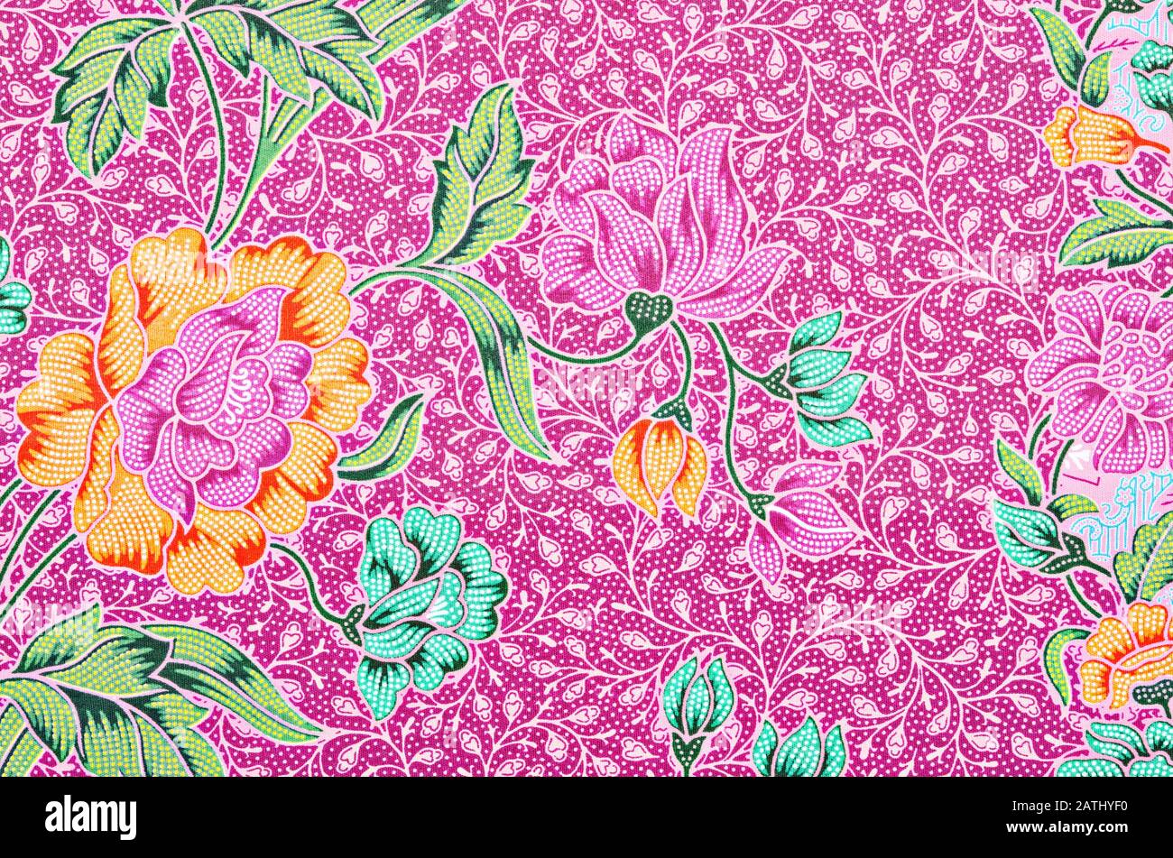 The beautiful of art Malaysian and Indonesian Batik Pattern Stock Photo