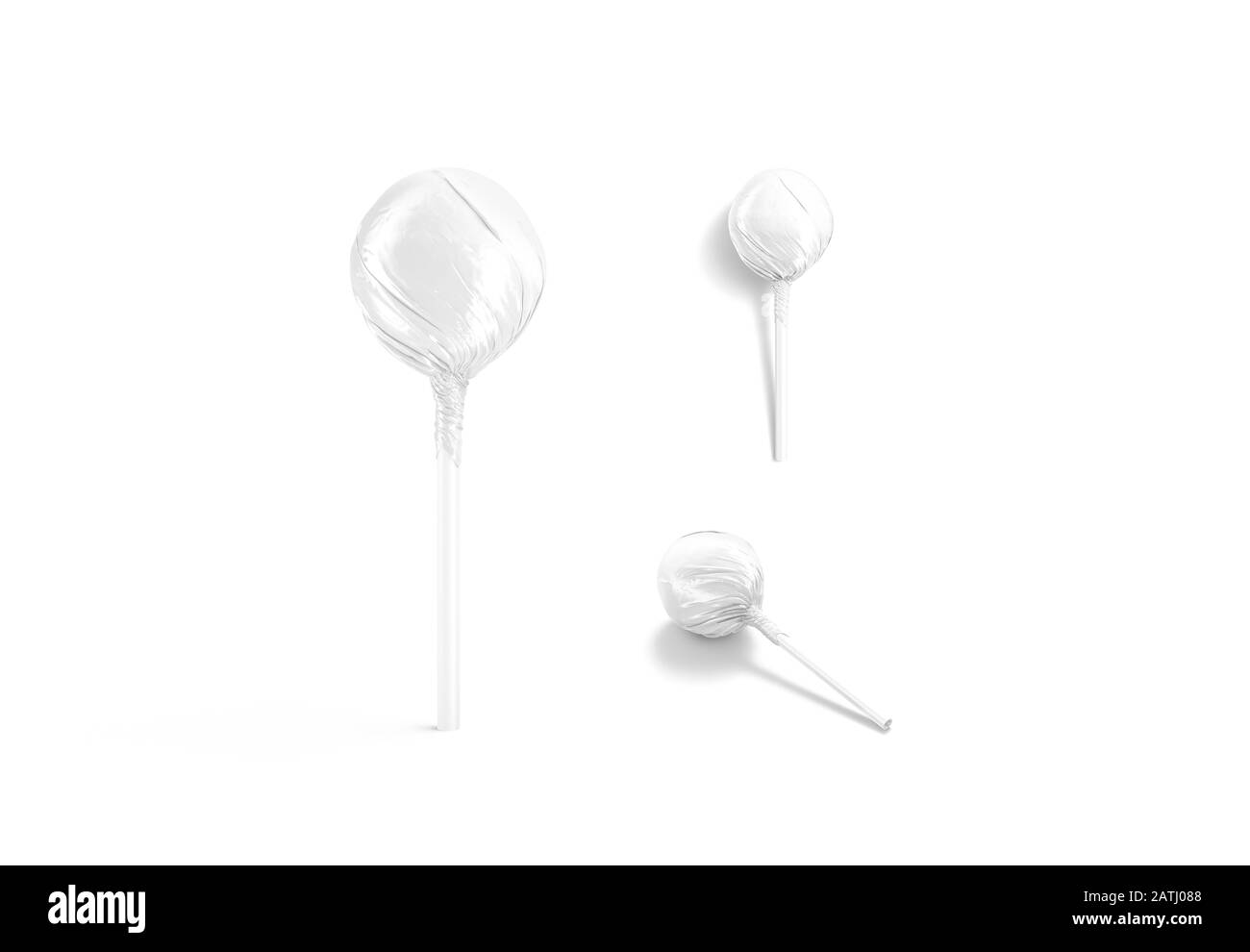 Blank white lollipop wrapper mock up, different views Stock Photo