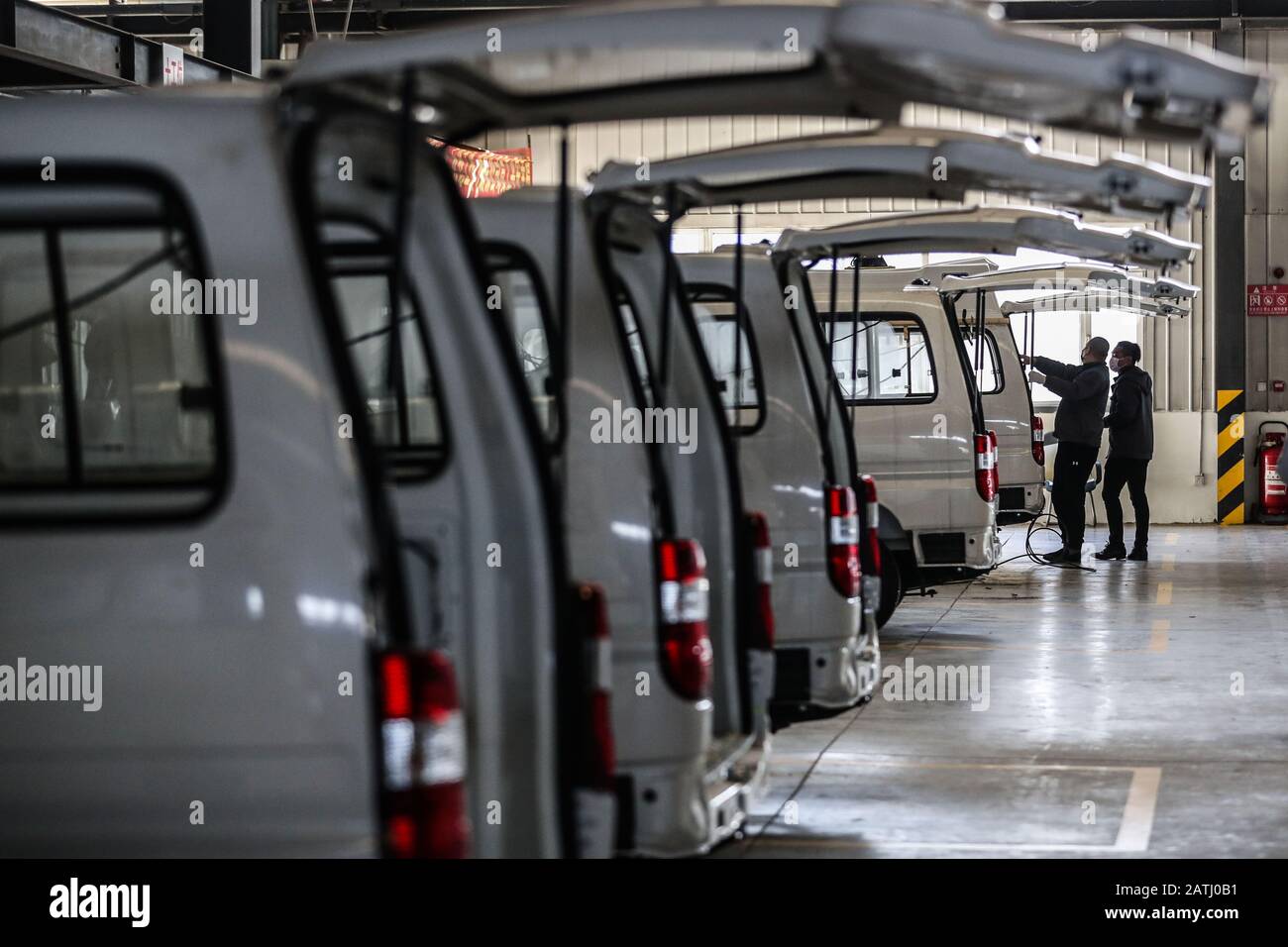 Shenyang, China's Liaoning Province. 3rd Feb, 2020. Workers make ambulance at the manufacturing base of the Brilliance Auto company in Shenyang, northeast China's Liaoning Province, Feb. 3, 2020. In recent days, the company has rushed to produce negative pressure ambulances for the fight against the novel coronavirus epidemic. The production of the first batch of 10 negative pressure ambulances will be completed on Feb. 5 and then put into use. Credit: Pan Yulong/Xinhua/Alamy Live News Stock Photo