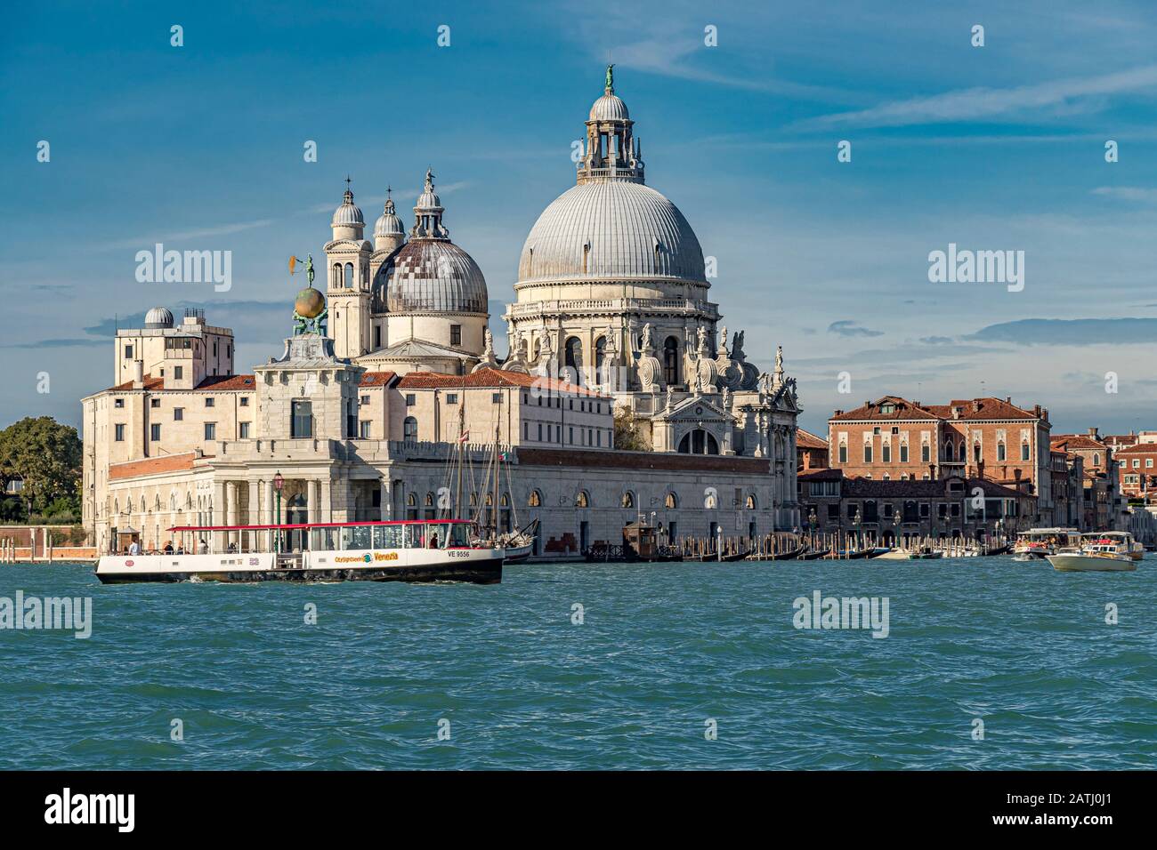 Basilica di Santa Maria della Salute stands at the entrance to The Grand Canal in Venice,Italy Stock Photo